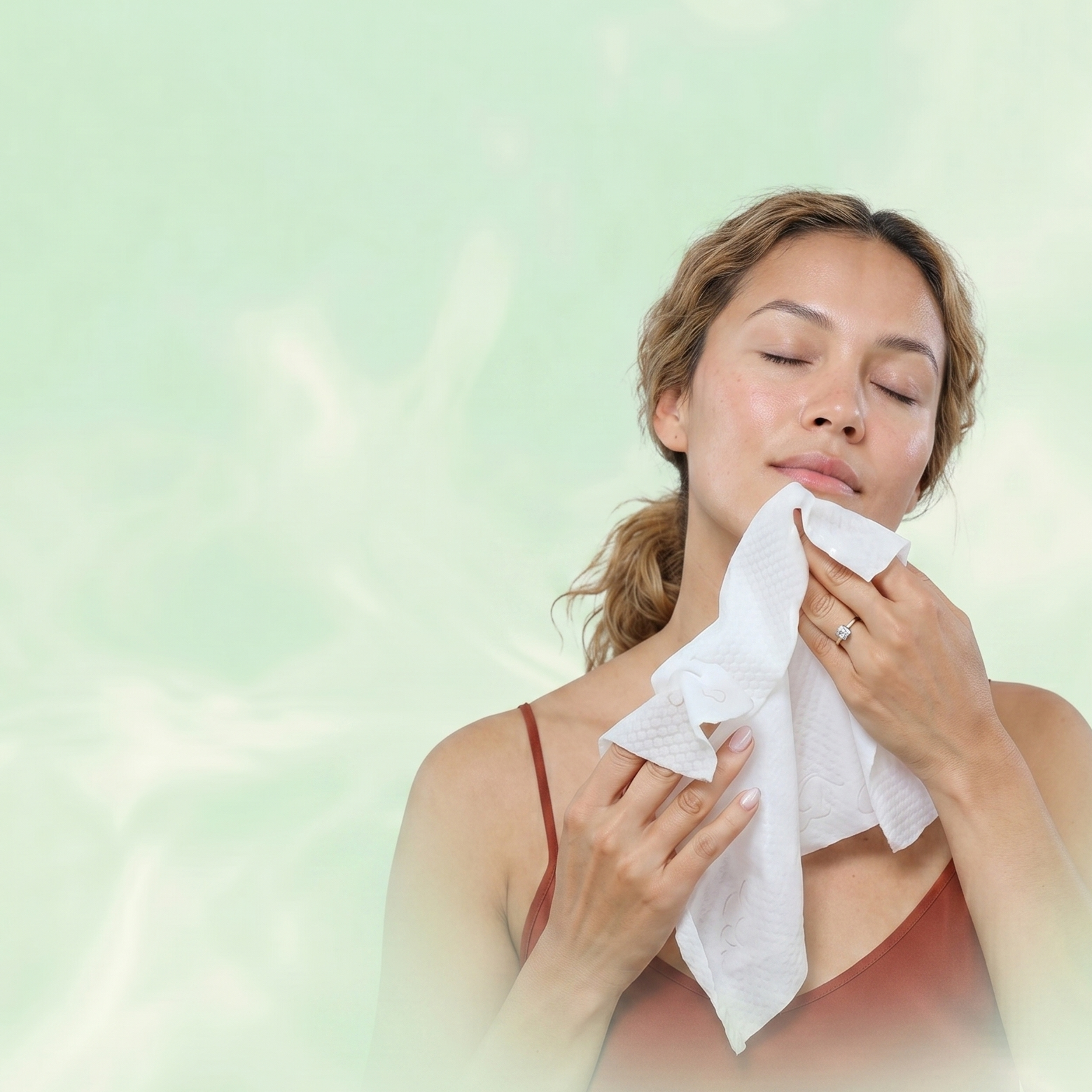 Our 80GSM Lyocell-Cotton blend creates a plush, silky cushion that instantly absorbs moisture and releases it cleanly 